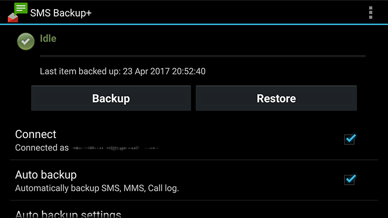 SMS Backup+ can send your texts to Gmail. (Image: Screenshot)